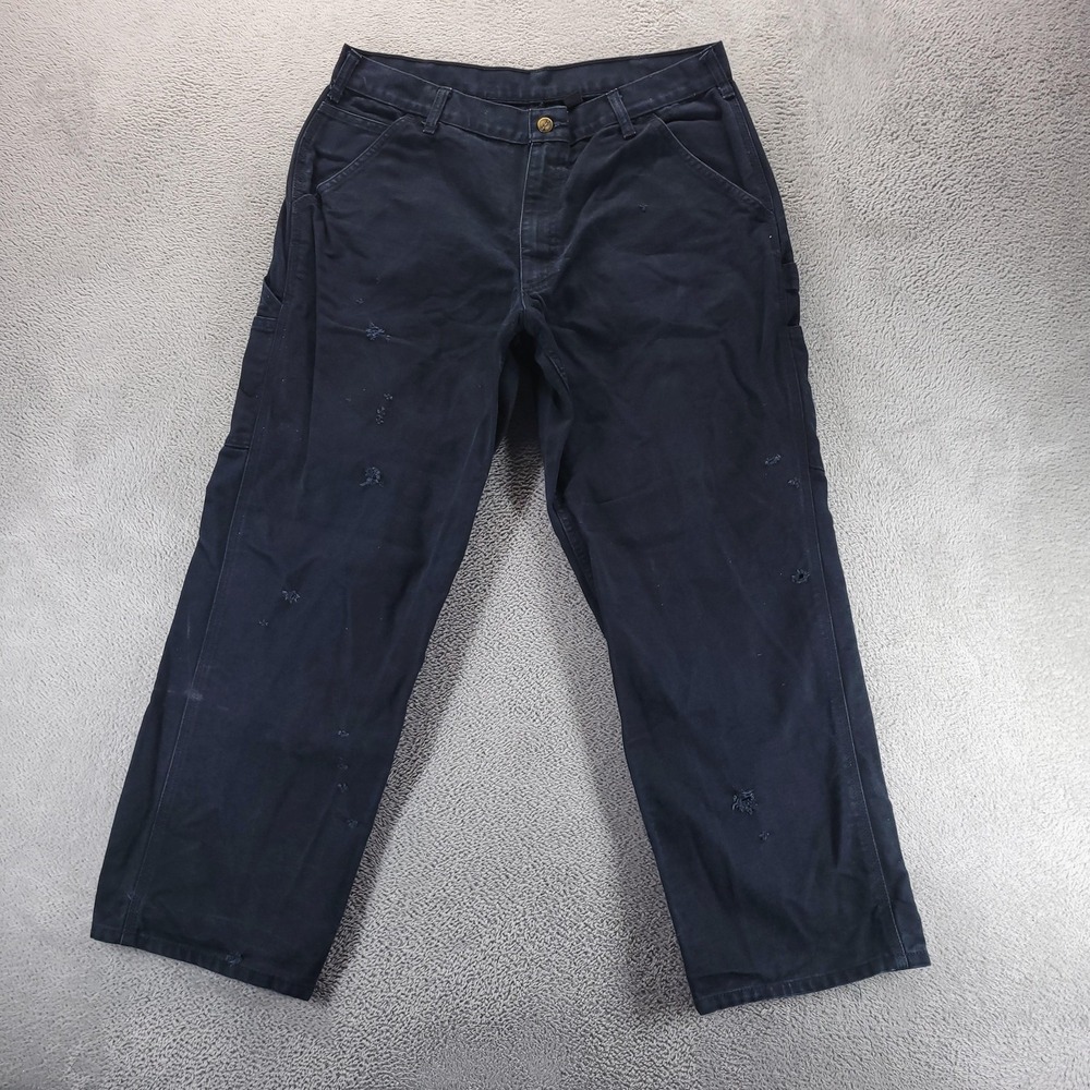 Carhartt Pants Mens 36x30 Black B11 Loose Fit Canvas Carpenter Workwear